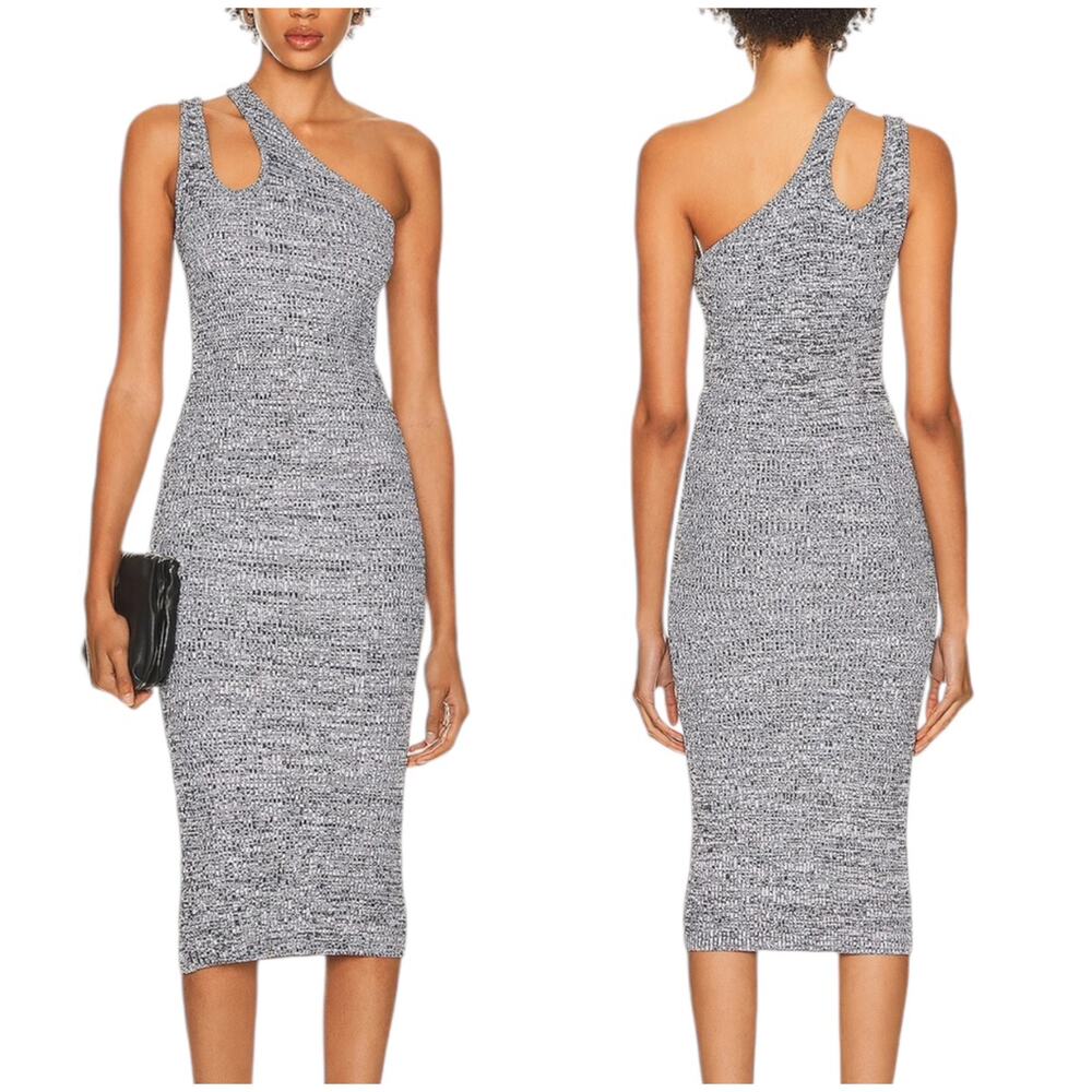 Remain Birger Christensen NWT Mila One-shoulder Mélange Ribbed Knit Dress Size 4